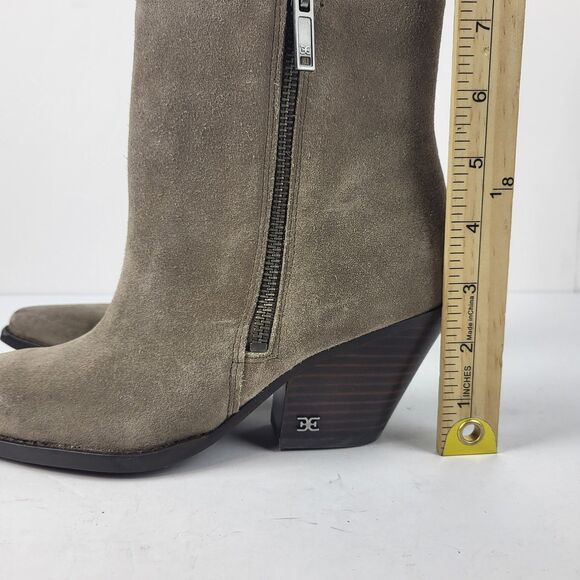 Sam Edelman Jane Desert Olive Suede Ankle Booties Size 6.5M - Picture 3 of 16